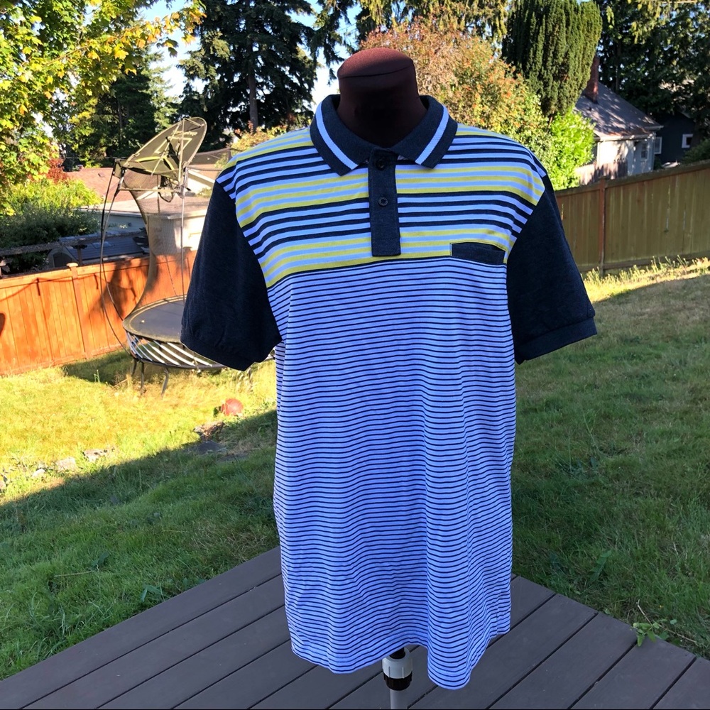 Coach Jeans Co Men's Striped Short Sleeve Polo Shirt . XL